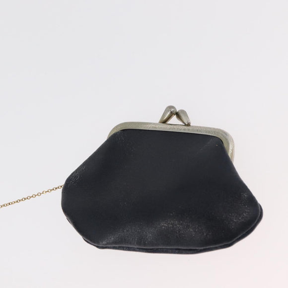 Christian Dior Chain Shoulder Bag Leather Navy Gold Auth bs35041