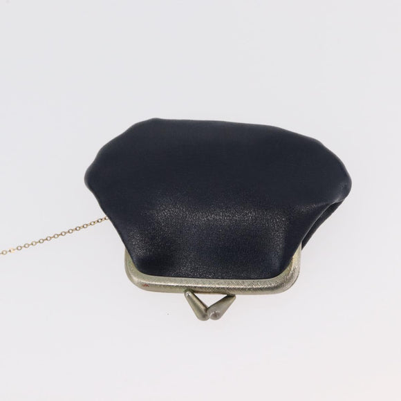 Christian Dior Chain Shoulder Bag Leather Navy Gold Auth bs35041