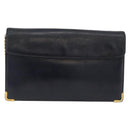 Christian Dior Chain Shoulder Bag Leather Navy Gold Auth bs35041-3
