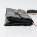 Christian Dior Chain Shoulder Bag Leather Navy Gold Auth bs35041-4