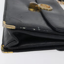 Christian Dior Chain Shoulder Bag Leather Navy Gold Auth bs35041-5