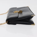 Christian Dior Chain Shoulder Bag Leather Navy Gold Auth bs35041-6