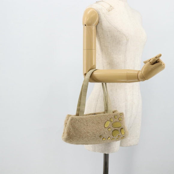 BOTTEGA VENETA Hand Bag Wool Beige Silver Auth bs35042