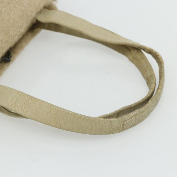 BOTTEGA VENETA Hand Bag Wool Beige Silver Auth bs35042
