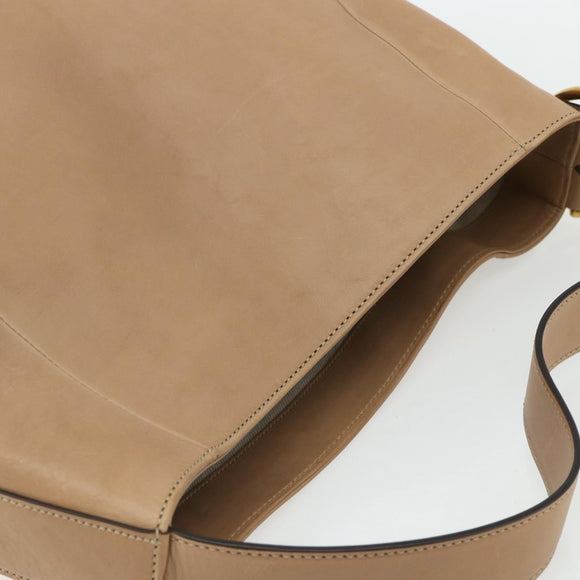 GUCCI Shoulder Bag Leather Beige Gold 296880 Auth bs35043A