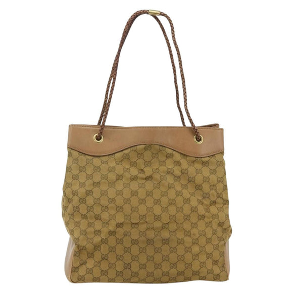 GUCCI GG Canvas Tote Bag Beige Gold 109141 Auth bs35044