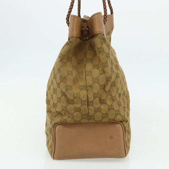 GUCCI GG Canvas Tote Bag Beige Gold 109141 Auth bs35044