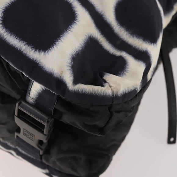 CHANEL Sports Line Reversible Shoulder Bag Nylon Black Silver CC Auth bs35056