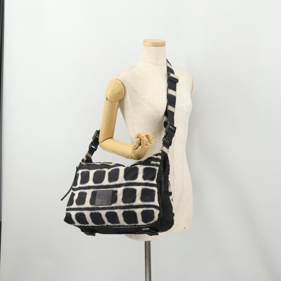 CHANEL Sports Line Reversible Shoulder Bag Nylon Black Silver CC Auth bs35056