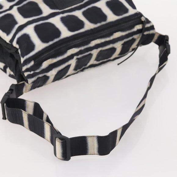 CHANEL Sports Line Reversible Shoulder Bag Nylon Black Silver CC Auth bs35056