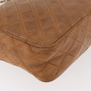 CHANEL Matelasse Chain Shoulder Bag Lamb Skin Brown Gold CC Auth bs35057-16