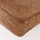 CHANEL Matelasse Chain Shoulder Bag Lamb Skin Brown Gold CC Auth bs35057-17