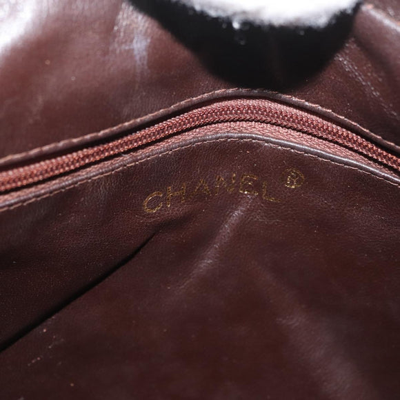 CHANEL Matelasse Chain Shoulder Bag Lamb Skin Brown Gold CC Auth bs35057