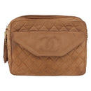 CHANEL Matelasse Chain Shoulder Bag Lamb Skin Brown Gold CC Auth bs35057-13