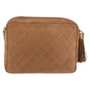 CHANEL Matelasse Chain Shoulder Bag Lamb Skin Brown Gold CC Auth bs35057-2