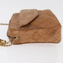 CHANEL Matelasse Chain Shoulder Bag Lamb Skin Brown Gold CC Auth bs35057-4