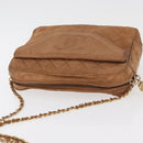 CHANEL Matelasse Chain Shoulder Bag Lamb Skin Brown Gold CC Auth bs35057-6