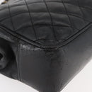 CHANEL Chain Shoulder Bag Lamb Skin Black Gold CC Auth bs35059-8