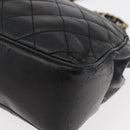 CHANEL Chain Shoulder Bag Lamb Skin Black Gold CC Auth bs35059-15