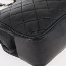 CHANEL Chain Shoulder Bag Lamb Skin Black Gold CC Auth bs35059-16