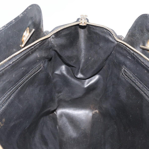 CHANEL Chain Shoulder Bag Lamb Skin Black Gold CC Auth bs35059