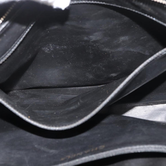 CHANEL Chain Shoulder Bag Lamb Skin Black Gold CC Auth bs35059