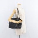 CHANEL Chain Shoulder Bag Lamb Skin Black Gold CC Auth bs35059-24