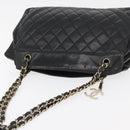 CHANEL Chain Shoulder Bag Lamb Skin Black Gold CC Auth bs35059-6