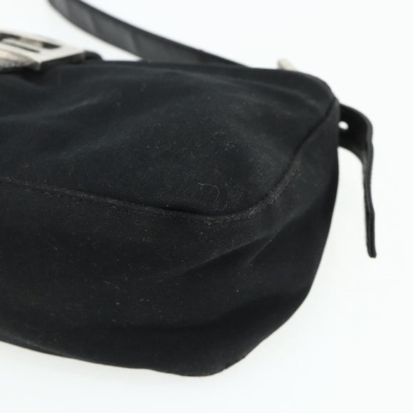 FENDI Mamma Baguette Shoulder Bag Nylon Black Silver Auth bs35060
