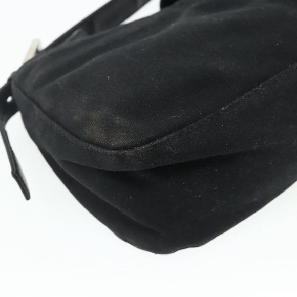 FENDI Mamma Baguette Shoulder Bag Nylon Black Silver Auth bs35060