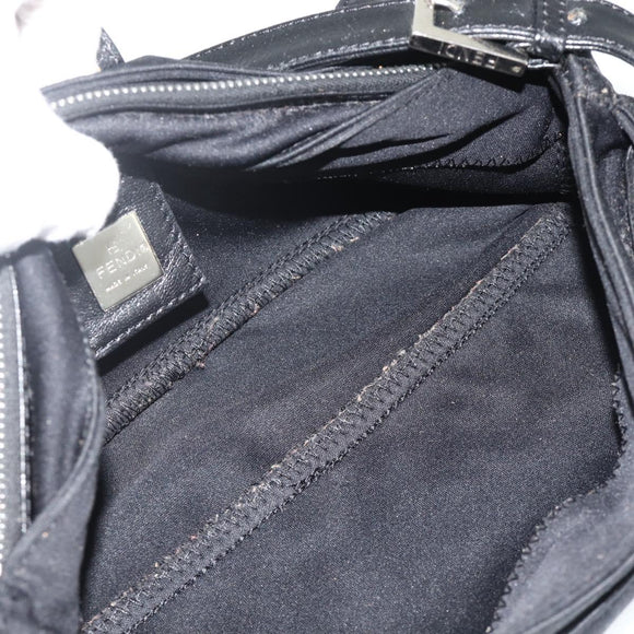 FENDI Mamma Baguette Shoulder Bag Nylon Black Silver Auth bs35060