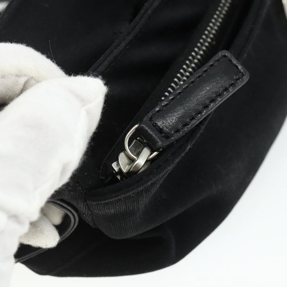 FENDI Mamma Baguette Shoulder Bag Nylon Black Silver Auth bs35060