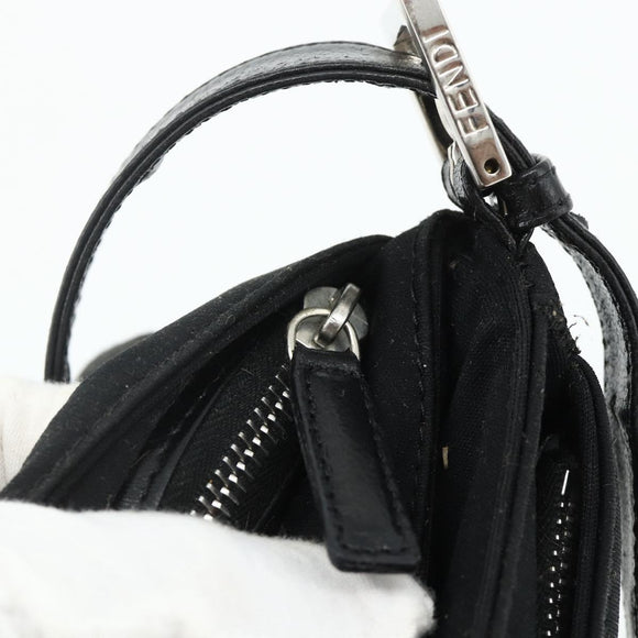 FENDI Mamma Baguette Shoulder Bag Nylon Black Silver Auth bs35060