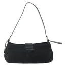 FENDI Mamma Baguette Shoulder Bag Nylon Black Silver Auth bs35060-2