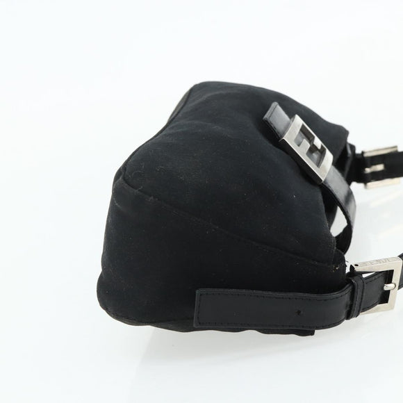 FENDI Mamma Baguette Shoulder Bag Nylon Black Silver Auth bs35060