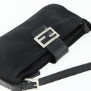 FENDI Mamma Baguette Shoulder Bag Nylon Black Silver Auth bs35060-6