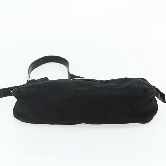 FENDI Mamma Baguette Shoulder Bag Nylon Black Silver Auth bs35060