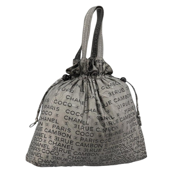 CHANEL Unlimited Tote Bag Coated Canvas Silver CC Auth bs35061