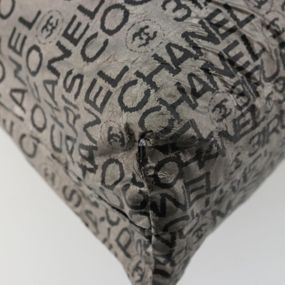CHANEL Unlimited Tote Bag Coated Canvas Silver CC Auth bs35061