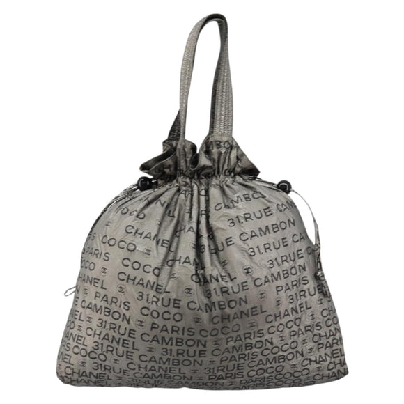 CHANEL Unlimited Tote Bag Coated Canvas Silver CC Auth bs35061