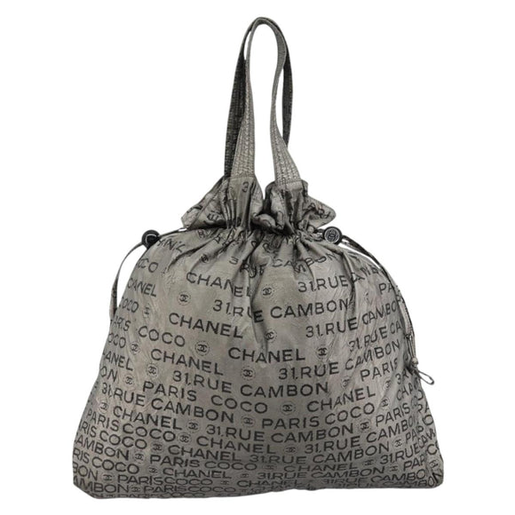 CHANEL Unlimited Tote Bag Coated Canvas Silver CC Auth bs35061