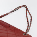 CHANEL Chain Matelasse 2.55 Shoulder Bag Lamb Skin Red Silver CC Auth bs35062V-10
