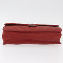 CHANEL Chain Matelasse 2.55 Shoulder Bag Lamb Skin Red Silver CC Auth bs35062V-11