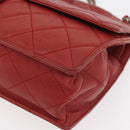 CHANEL Chain Matelasse 2.55 Shoulder Bag Lamb Skin Red Silver CC Auth bs35062V-13