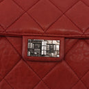 CHANEL Chain Matelasse 2.55 Shoulder Bag Lamb Skin Red Silver CC Auth bs35062V-16