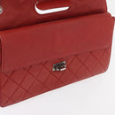 CHANEL Chain Matelasse 2.55 Shoulder Bag Lamb Skin Red Silver CC Auth bs35062V-19