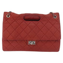 CHANEL Chain Matelasse 2.55 Shoulder Bag Lamb Skin Red Silver CC Auth bs35062V-2