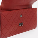 CHANEL Chain Matelasse 2.55 Shoulder Bag Lamb Skin Red Silver CC Auth bs35062V-21