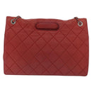 CHANEL Chain Matelasse 2.55 Shoulder Bag Lamb Skin Red Silver CC Auth bs35062V-3