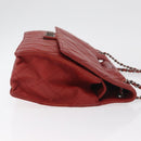 CHANEL Chain Matelasse 2.55 Shoulder Bag Lamb Skin Red Silver CC Auth bs35062V-4
